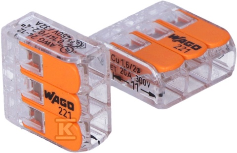 Szybkozłączka uniwersalna 3x0,2-4mm² transparentna 221-413
