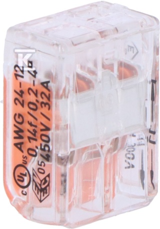 Szybkozłączka uniwersalna 2x0,2-4mm² transparentna 221-412